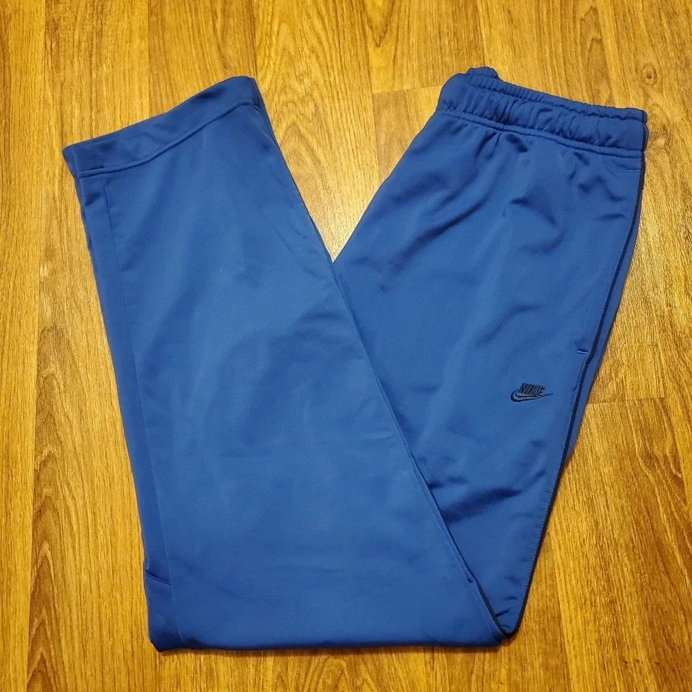 Vtg Nike Track Pants Men Medium Blue Side Stripe Ankle Zip Athletic Pockets Y2K